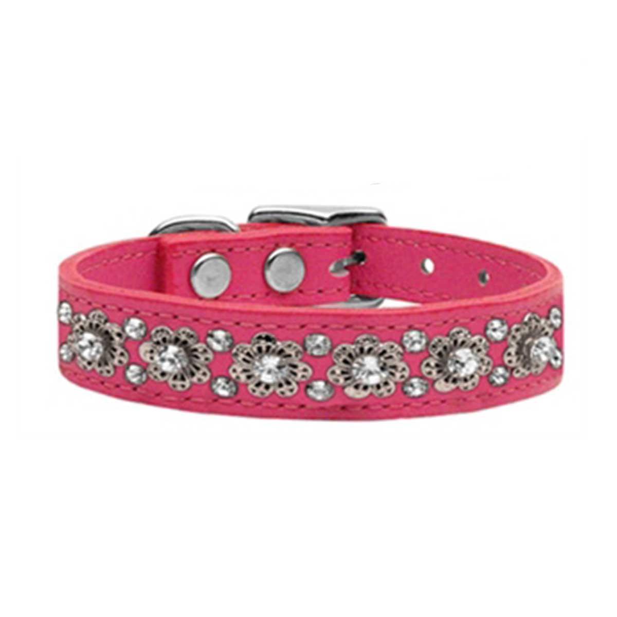 Fancy Jeweled Leather Collar in Pink | Pawlicious & Company