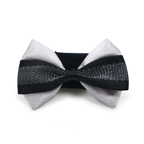 Gray and White Dog Collar Bow Tie | Pawlicious & Company