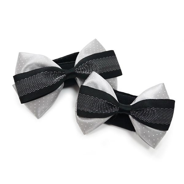 Gray and White Dog Collar Bow Tie | Pawlicious & Company