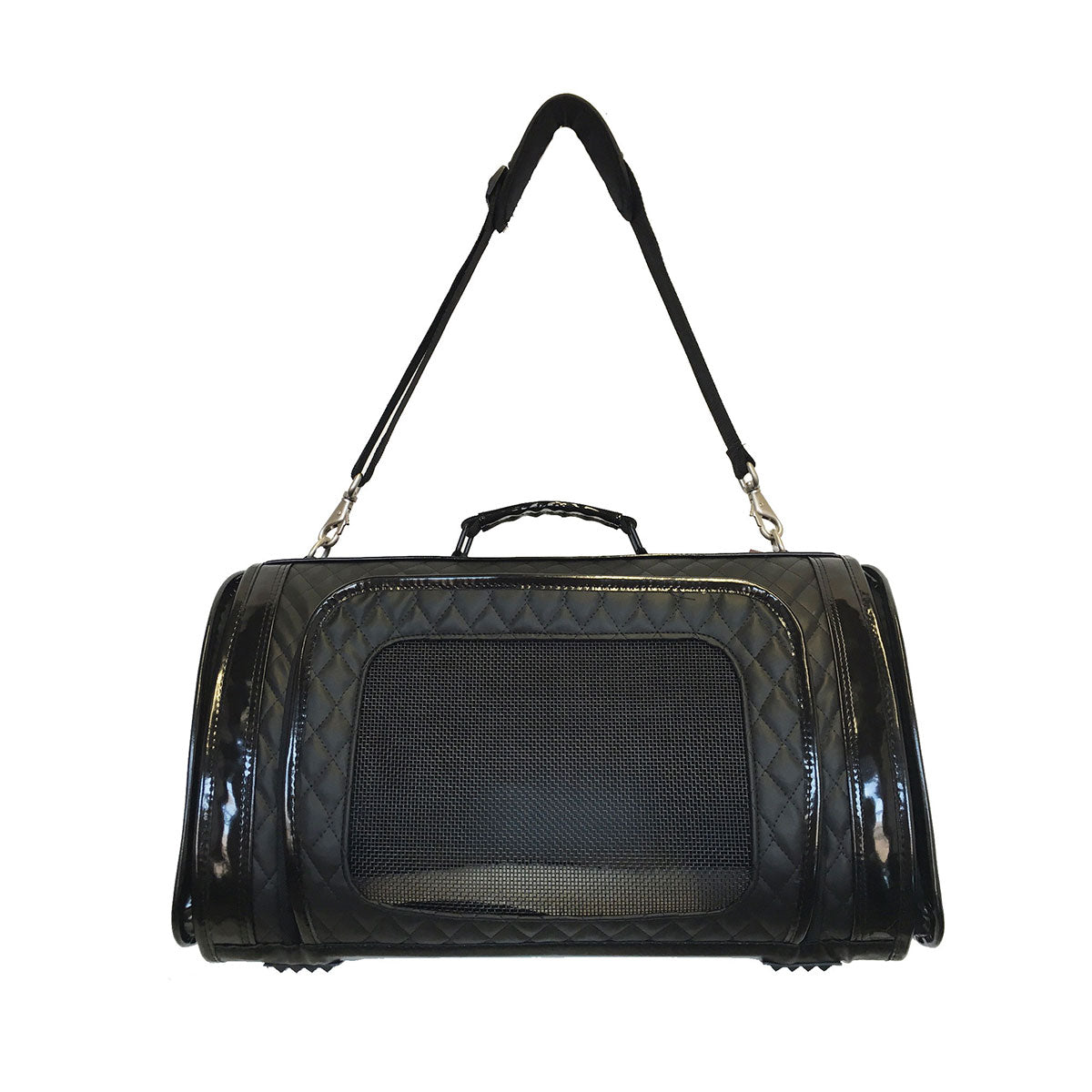 Kelle Designer Duffle Pet Carrrier - Black Quilted | Pawlicious & Company