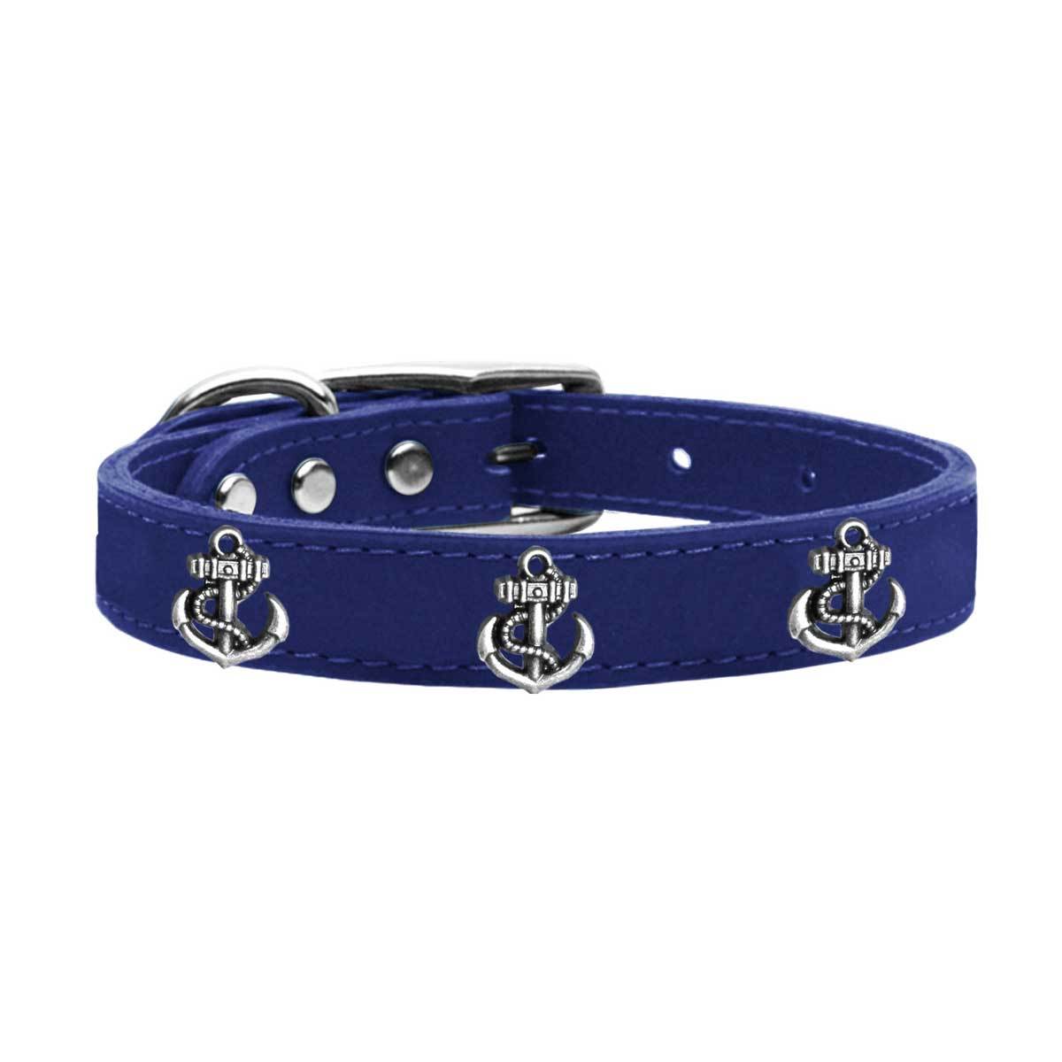 Leather Nautical Dog Collar in Blue | Pawlicious & Company