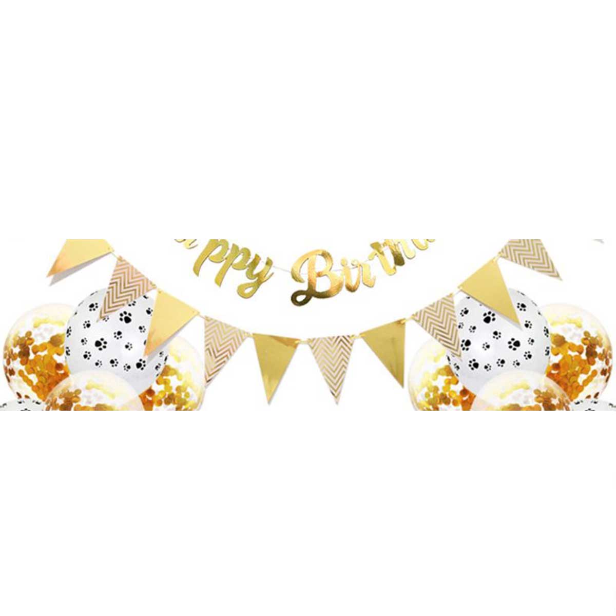 Gold Lets Pawty Birthday Balloons 15 Piece Set | Pawlicious & Company