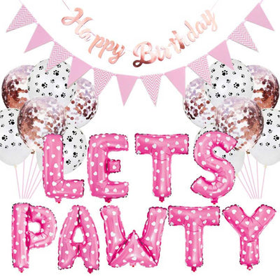 Pink Lets Pawty Birthday Balloons 15 Piece Set | Pawlicious & Company
