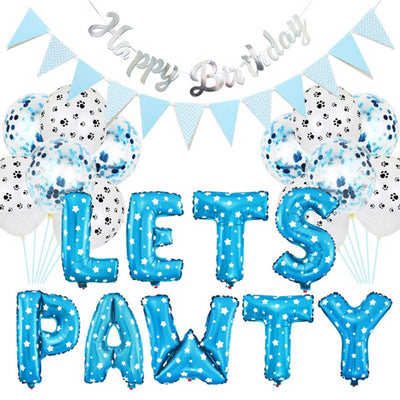 Blue Lets Pawty Birthday Balloons 15 Piece Set | Pawlicious & Company