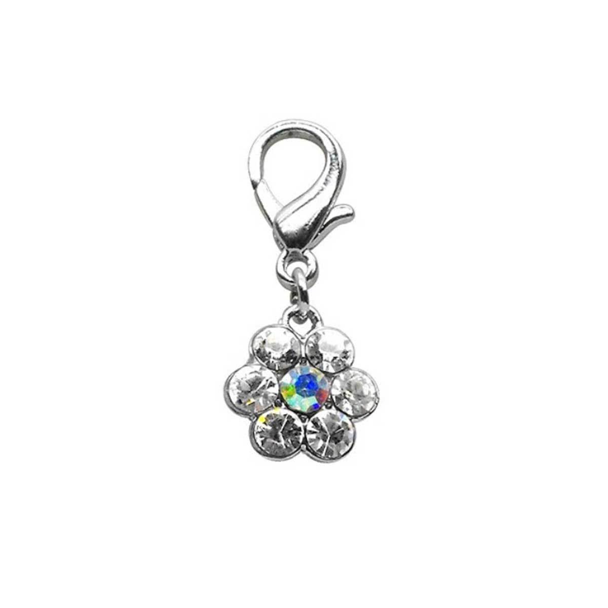 Lobster Claw Flower Charm with Clear Cystals | Pawlicious & Company