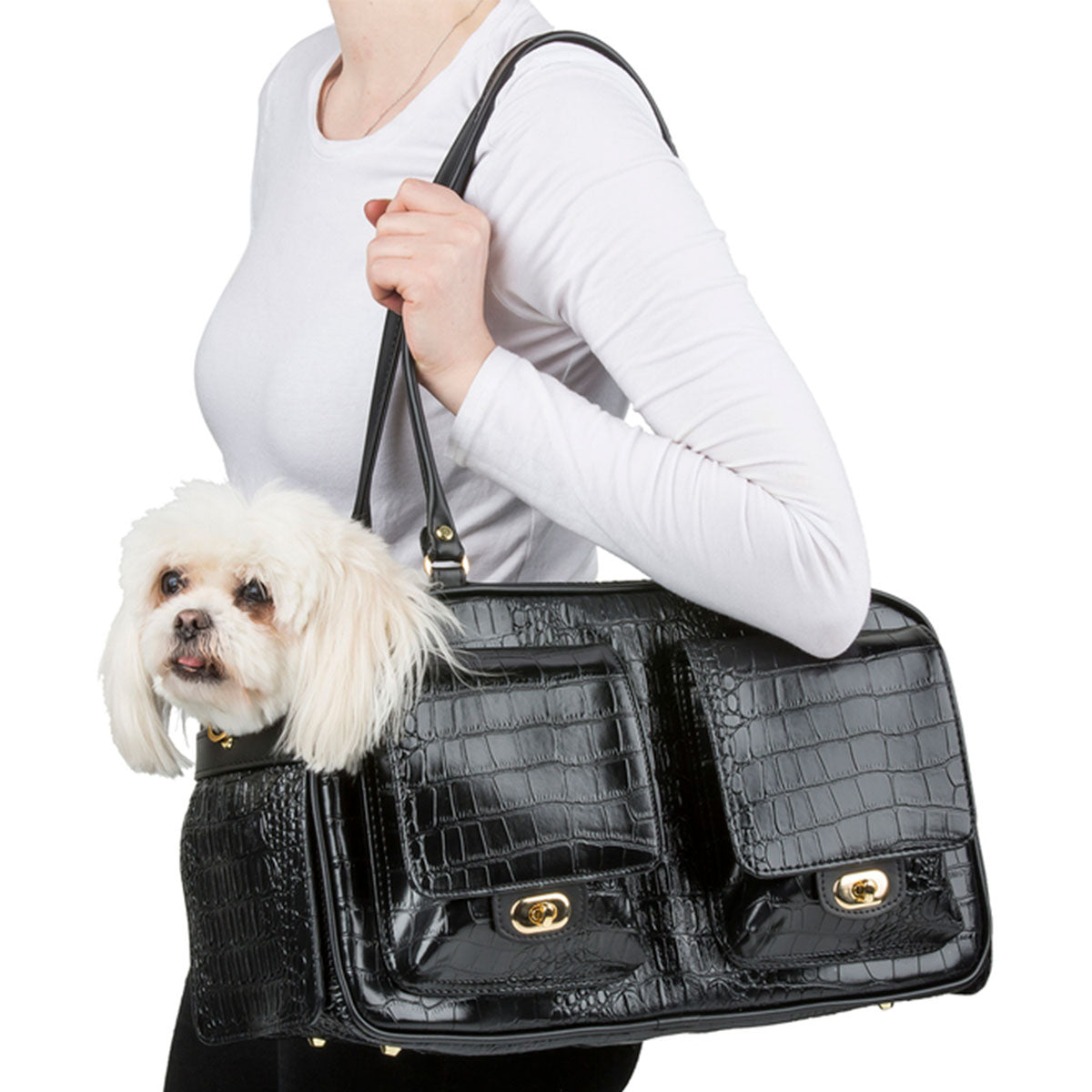Marlee Pet Carrier - Black Croco | Pawlicious & Company