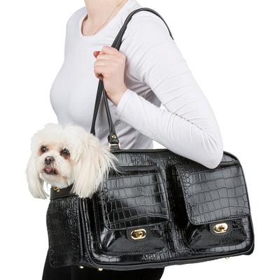 Marlee Pet Carrier - Black Croco | Pawlicious & Company