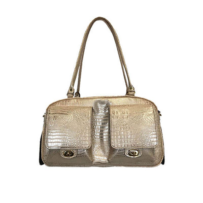 Marlee Pet Carrier - Gold Croco | Pawlicious & Company