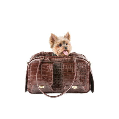 Marlee Dog Carrier - Brown Croco | Pawlicious & Company