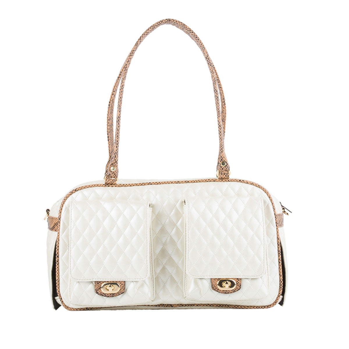 Marlee Pet Carrier - Ivory Quilted with Snake | Pawlicious & Company