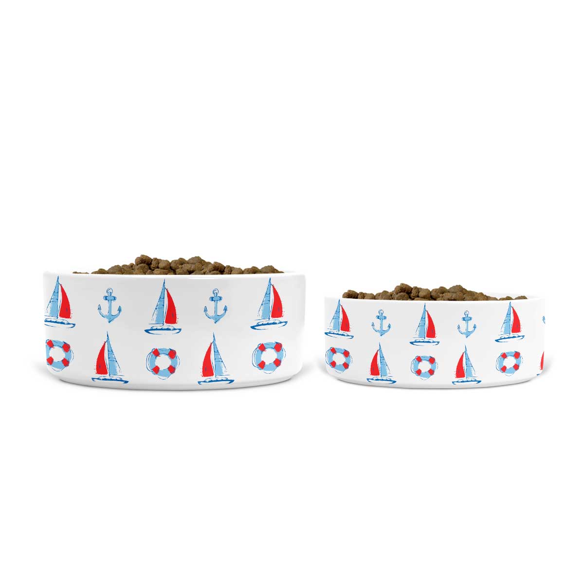 Red Sail Boats Ceramic Pet Bowls | Pawlicious & Company
