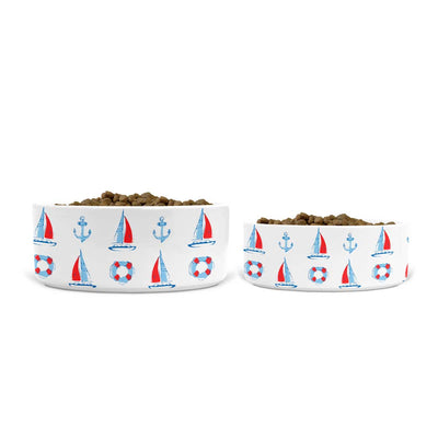 Red Sail Boats Ceramic Pet Bowls | Pawlicious & Company
