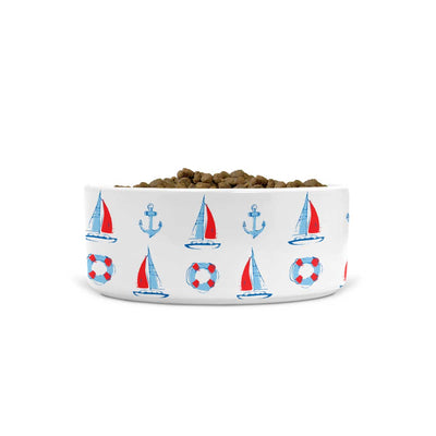 Red Sail Boats Ceramic Pet Bowls | Pawlicious & Company