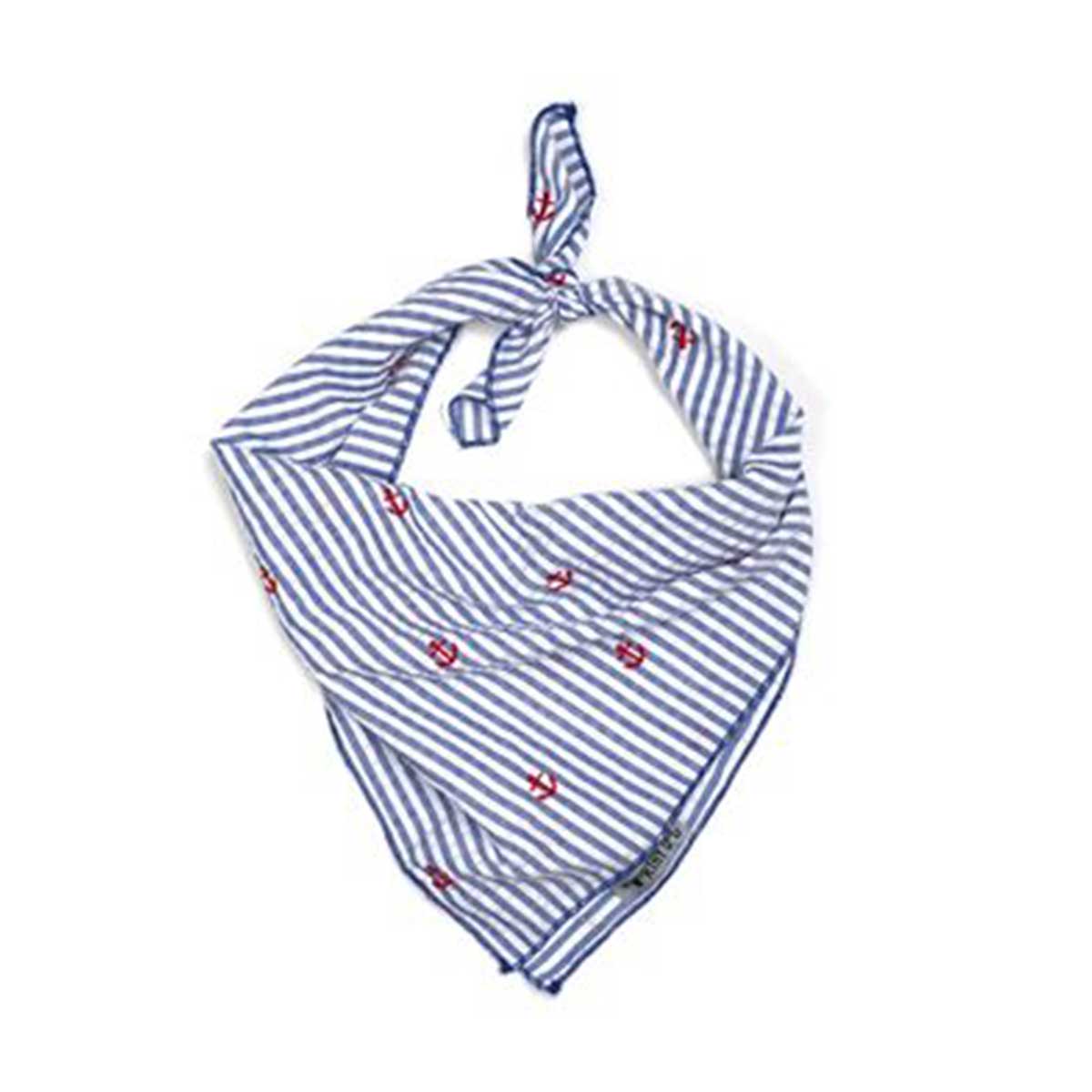 Navy Stripe Anchor Tie Bandana | Pawlicious & Company