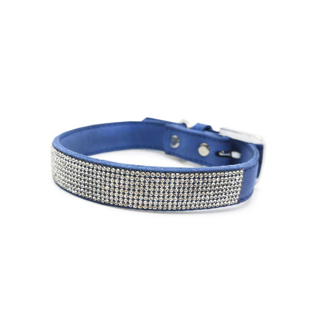 VIP Bling Collar in Blue with Rhinestone Studded Buckle | Pawlicious & Company
