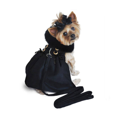 Wool Dog Coat Fur Trimmed in Black | Pawlicious & Company
