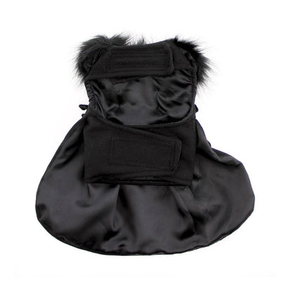 Wool Dog Coat Fur Trimmed in Black | Pawlicious & Company