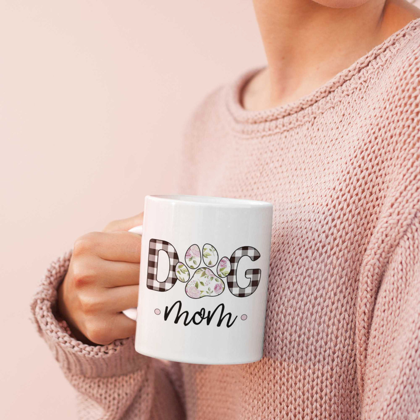 Dog Mom Mug in Pink Roses Pattern | Pawlicious & Company