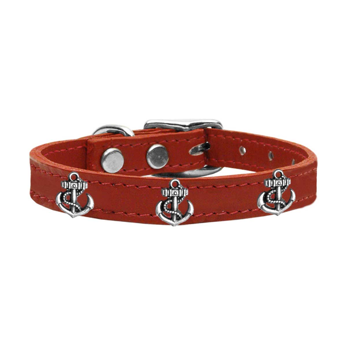 Leather Nautical Dog Collar in Red | Pawlicious & Company