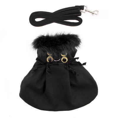 Wool Dog Coat Fur Trimmed in Black | Pawlicious & Company