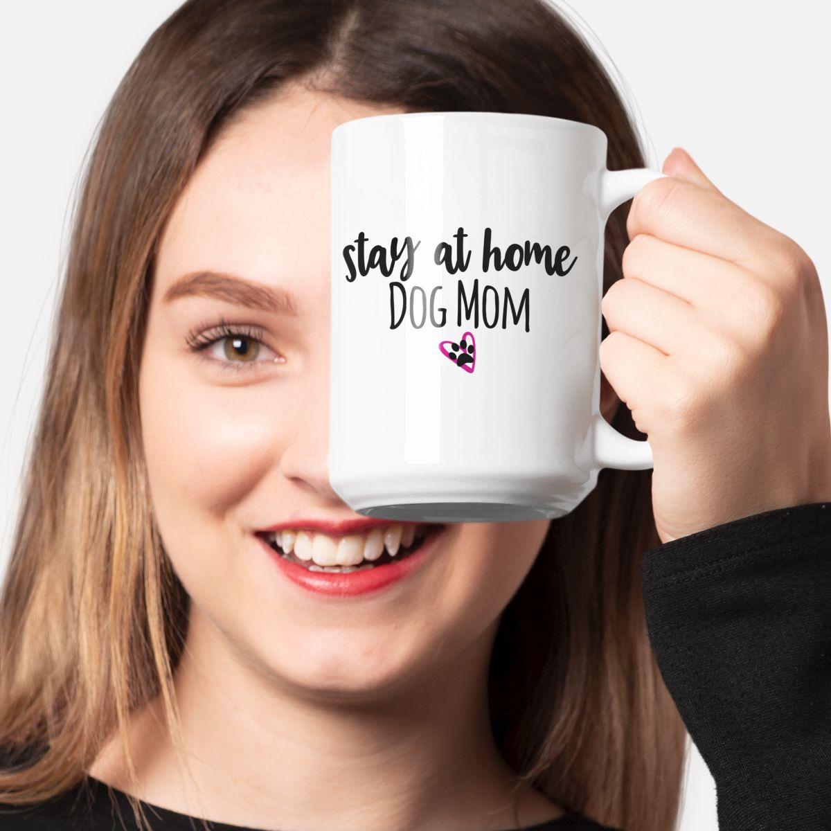 Stay At Home Dog Mom with Heart Mug | Pawlicious & Company