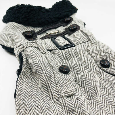 Gray Herringbone Dog Harness Coat | Pawlicious & Company