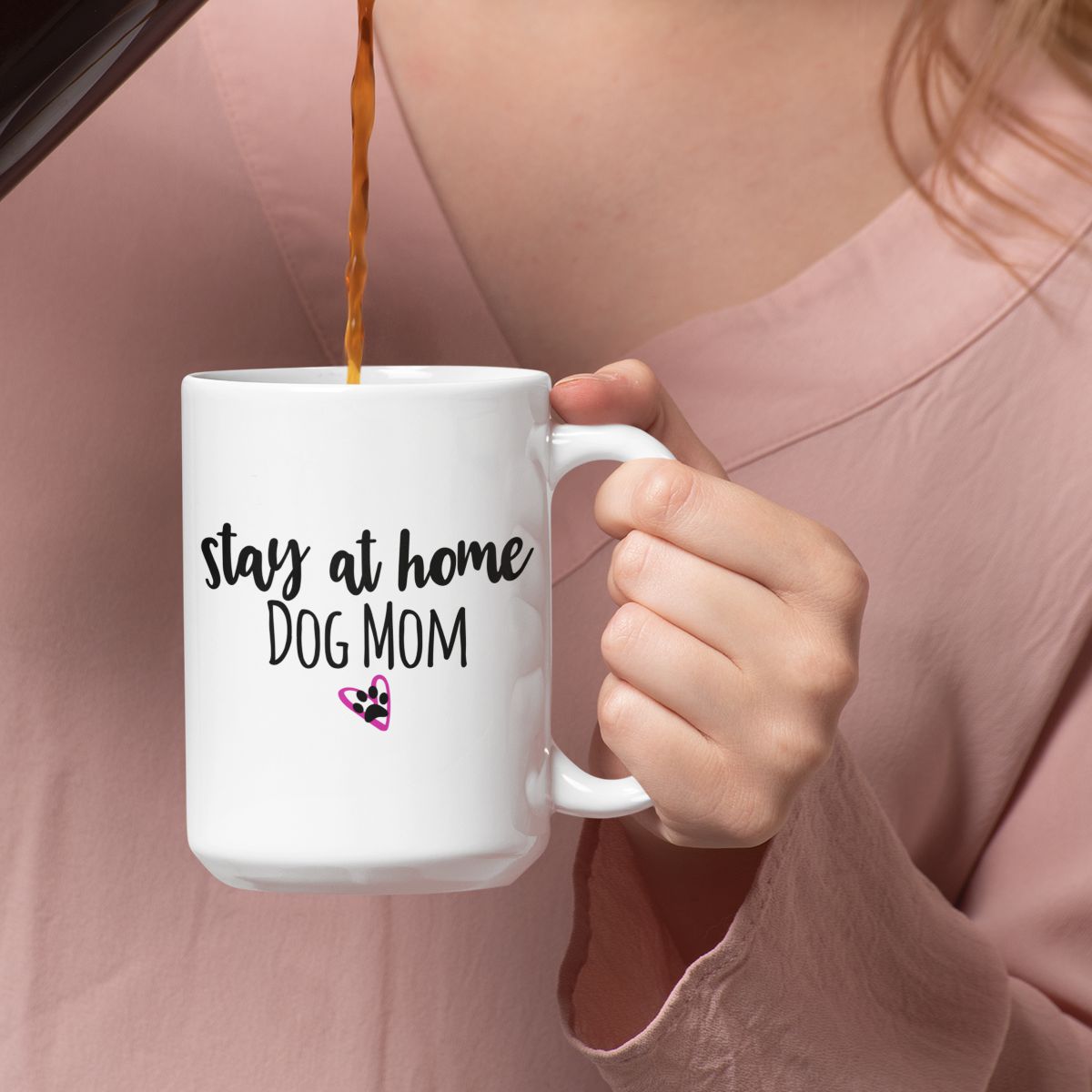 Stay At Home Dog Mom with Heart Mug | Pawlicious & Company
