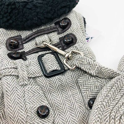 Gray Herringbone Dog Harness Coat | Pawlicious & Company