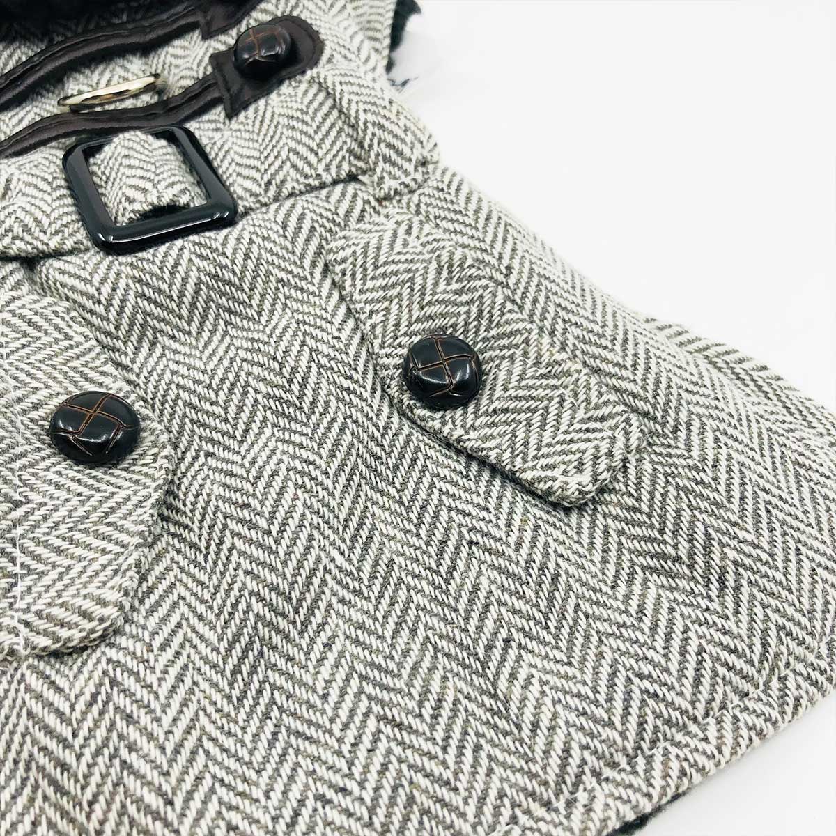 Gray Herringbone Dog Harness Coat | Pawlicious & Company