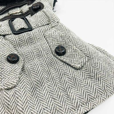 Gray Herringbone Dog Harness Coat | Pawlicious & Company