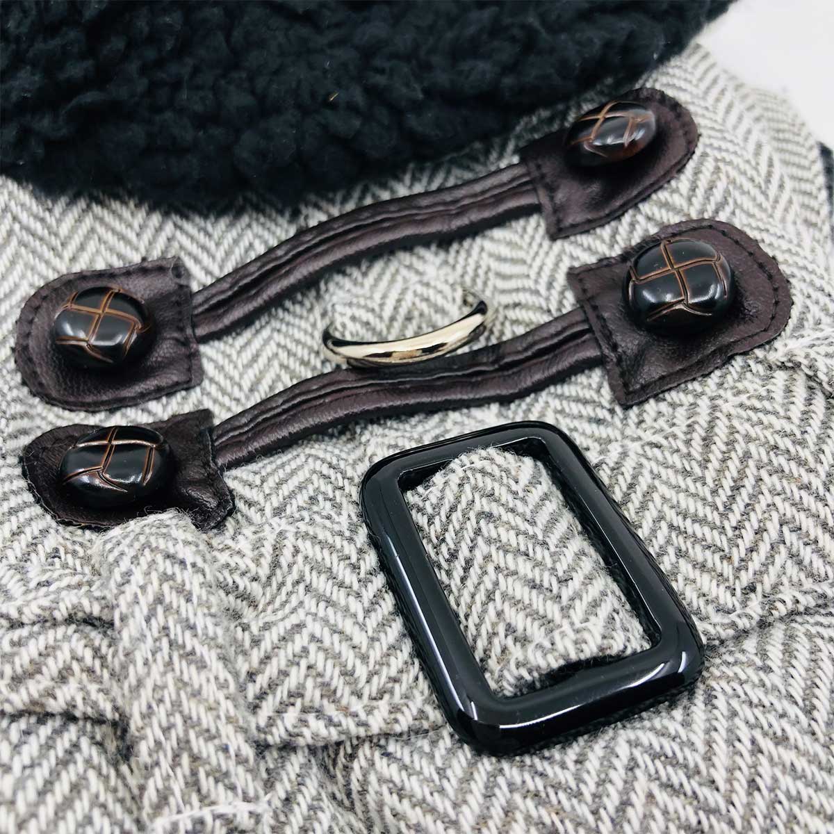 Gray Herringbone Dog Harness Coat | Pawlicious & Company