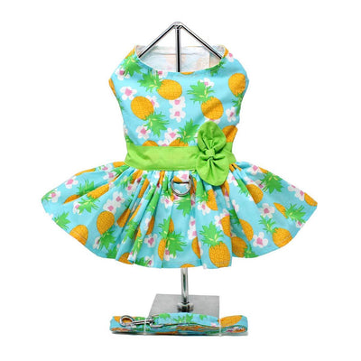 Pineapple Luau Dog Harness Dress with Matching Leash | Pawlicious & Company
