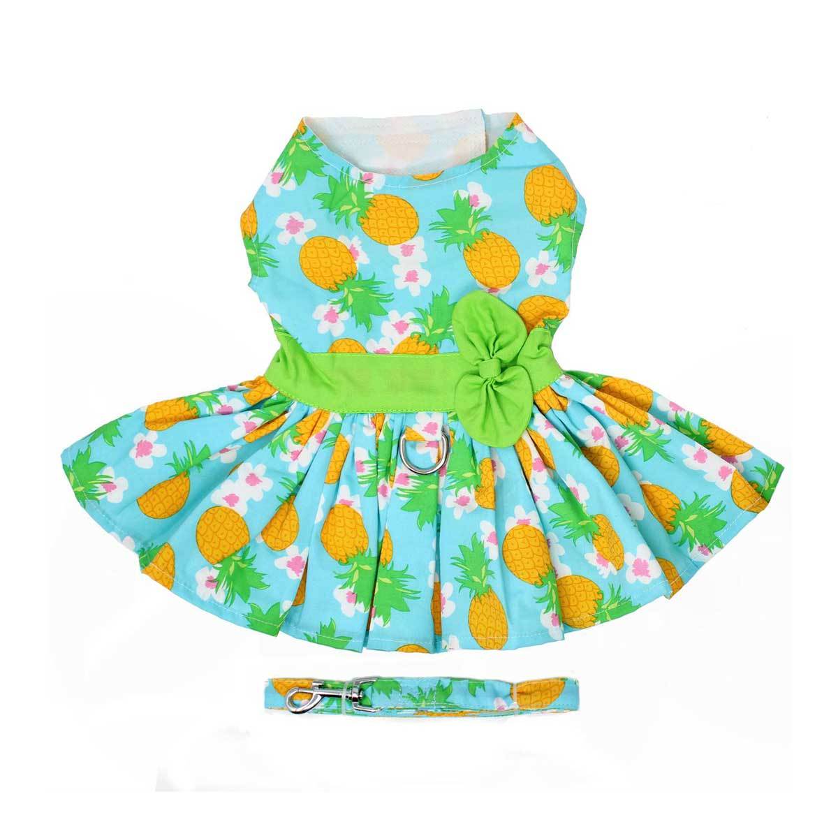 Pineapple Luau Dog Harness Dress with Matching Leash | Pawlicious & Company