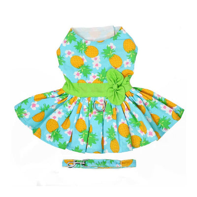 Pineapple Luau Dog Harness Dress with Matching Leash | Pawlicious & Company