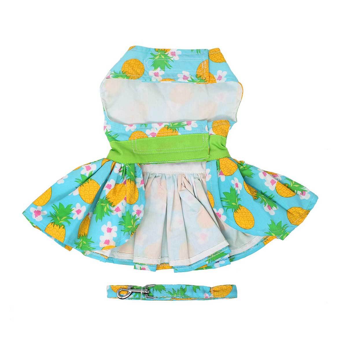 Pineapple Luau Dog Harness Dress with Matching Leash | Pawlicious & Company