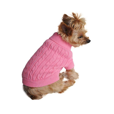 Cable Knit Dog Sweater in Pink | Pawlicious & Company