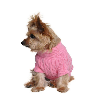 Cable Knit Dog Sweater in Pink | Pawlicious & Company