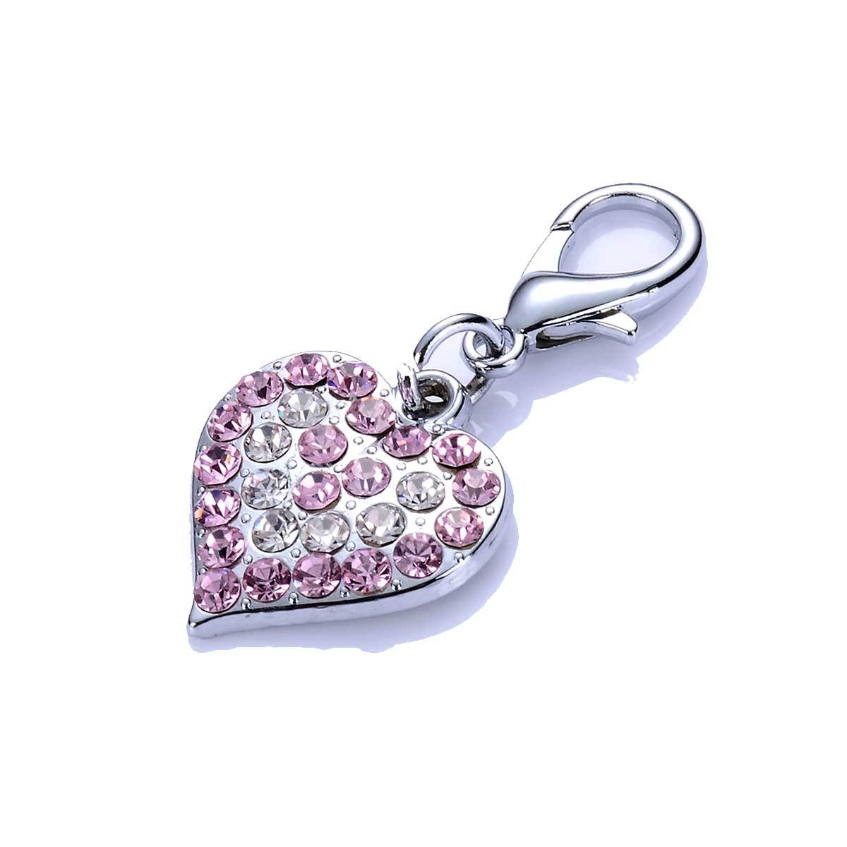 Pink Crystal Heart Dog Collar Charm | Pawlicious & Company