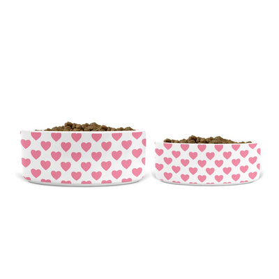 Pink Hearts Ceramic Pet Bowls | Pawlicious & Company