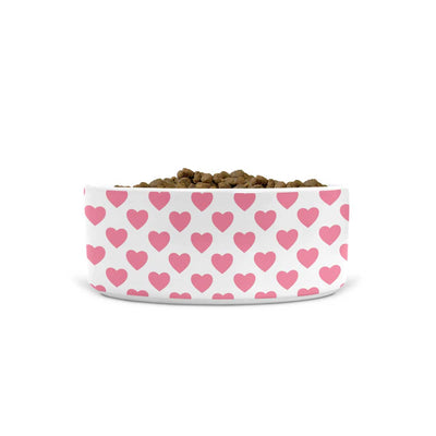 Pink Hearts Ceramic Pet Bowls | Pawlicious & Company
