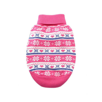 Pink Snowflake and Hearts Dog Sweater | Pawlicious & Company