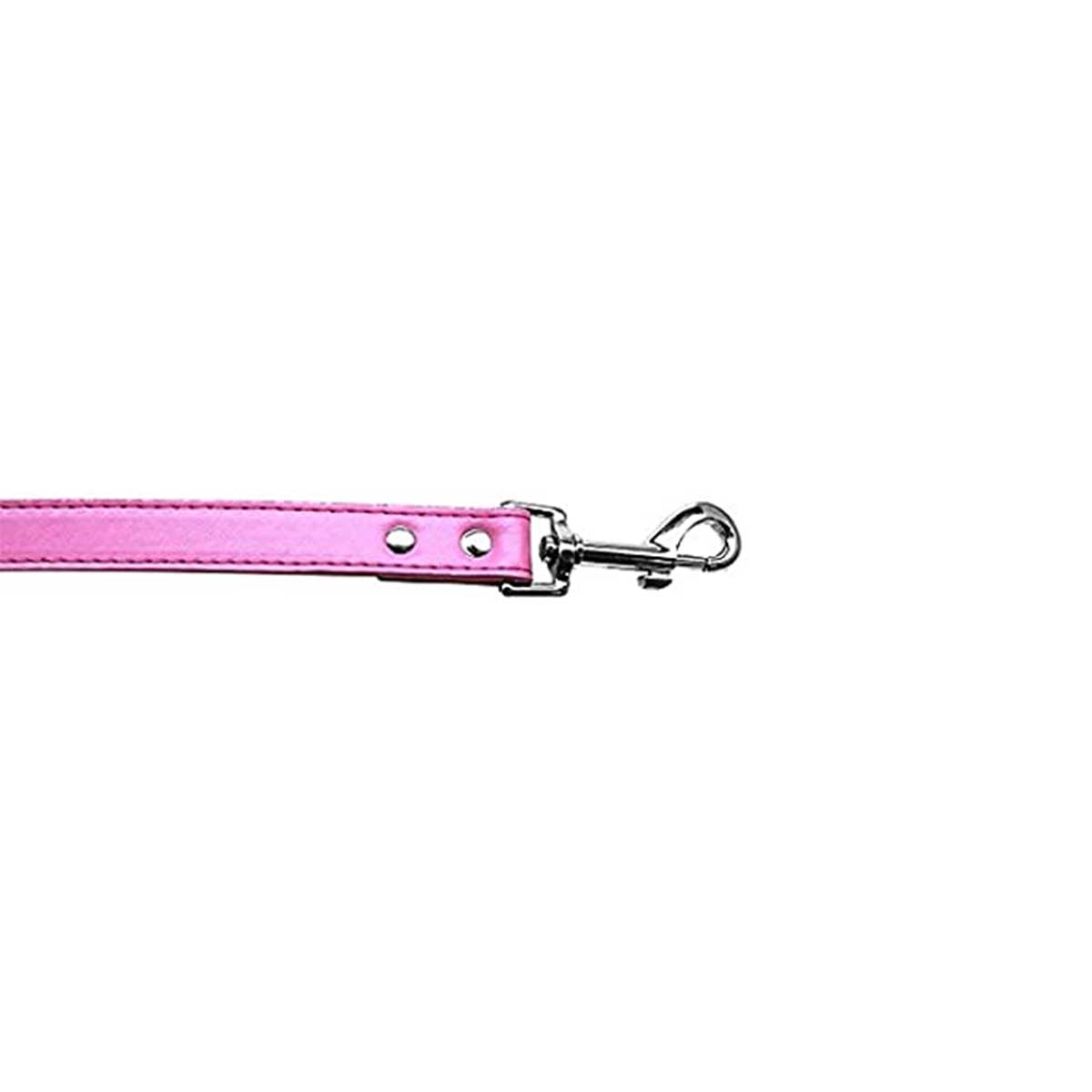 Plain Faux Leather Pet Leash in Bright Pink | Pawlicious & Company