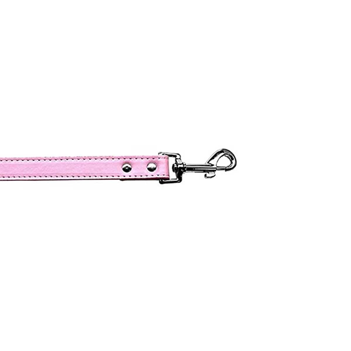 Plain Faux Leather Pet Leash in Pink | Pawlicious & Company