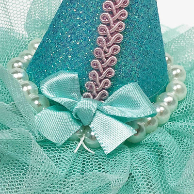 Pretty Party Hat Clip-On in Aqua | Pawlicious & Company