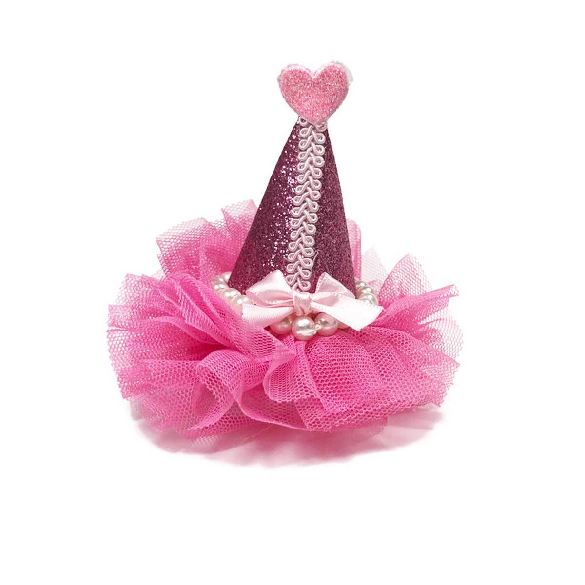 Pretty Party Hat Clip-On in Bright Pink | Pawlicious & Company