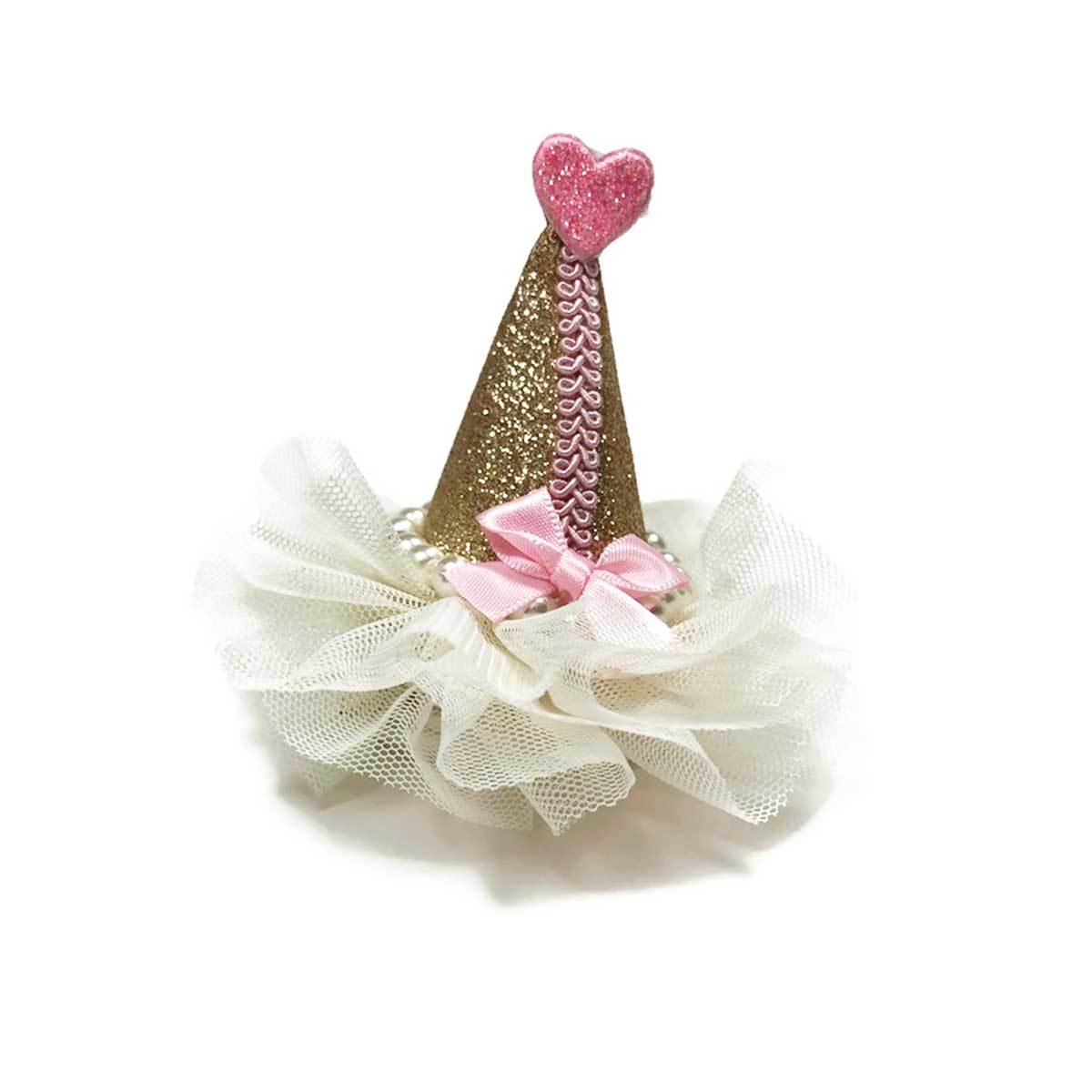 Pretty Party Hat Clip-On in Gold | Pawlicious & Company