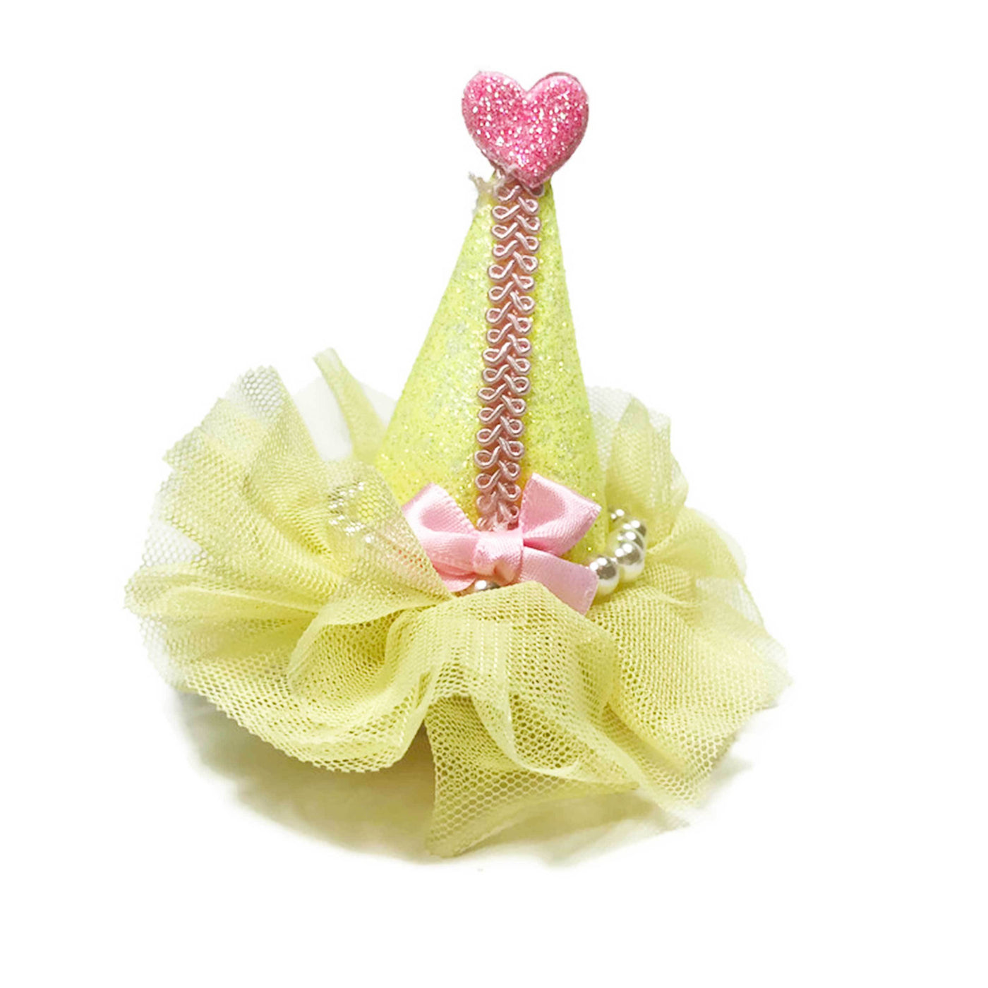 Pretty Party Hat Clip-On in Yellow | Pawlicious & Company
