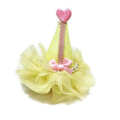 Pretty Party Hat Clip-On in Yellow | Pawlicious & Company