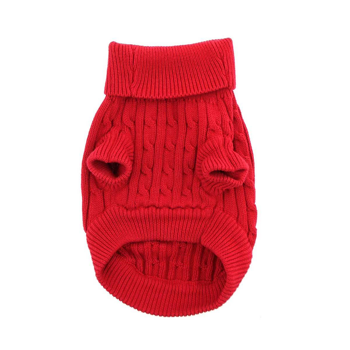 Cable Knit Dog Sweater in Red | Pawlicious & Company