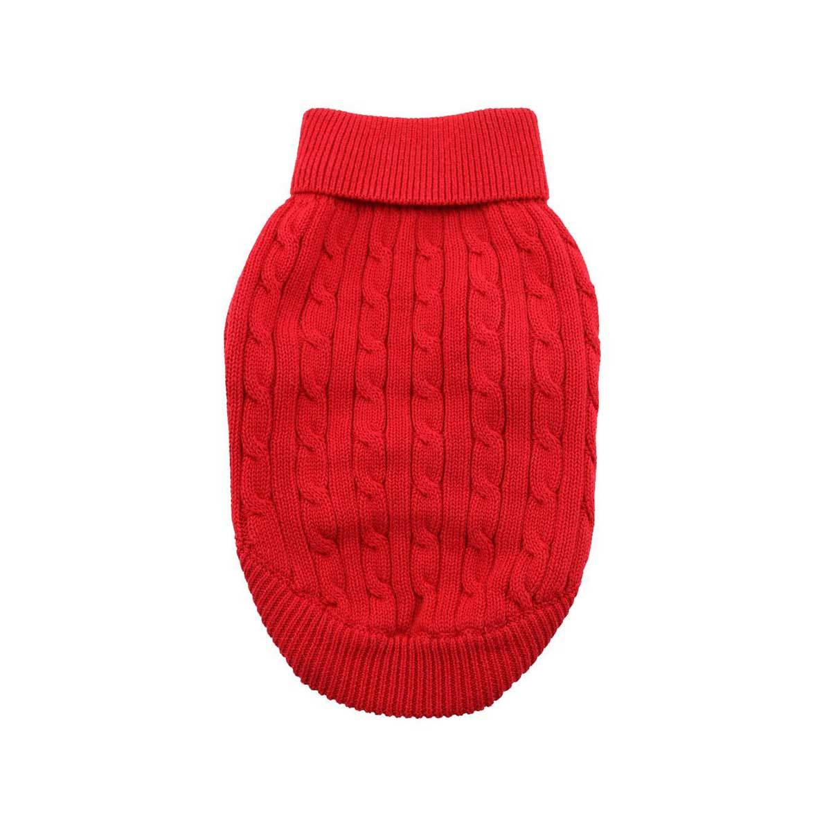 Cable Knit Dog Sweater in Red | Pawlicious & Company